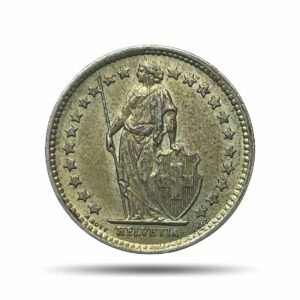 1/2 Franc (Helvetia standing) 1961 CE Bern Mint Silver Coin, Switzerland, UNC