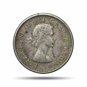 10 Cents Elizabeth II 1962 Royal Canadian Mint of Ottawa Silver Foreign Coin, Canada, Collectible.