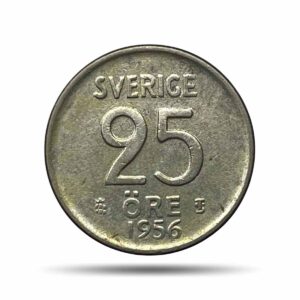 25 Ore Gustaf VI Adolf 1956 CE Kungliga Myntet – Mint Silver Coin, Sweden, Collectible.